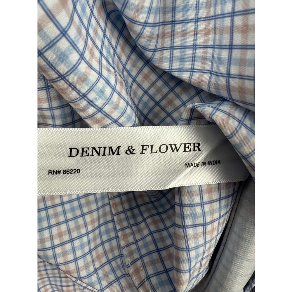 Denim & Flower Mens XL Long Sleeve Button Up Plaid Shirt Non Iron Dress Shirt - Picture 4 of 6